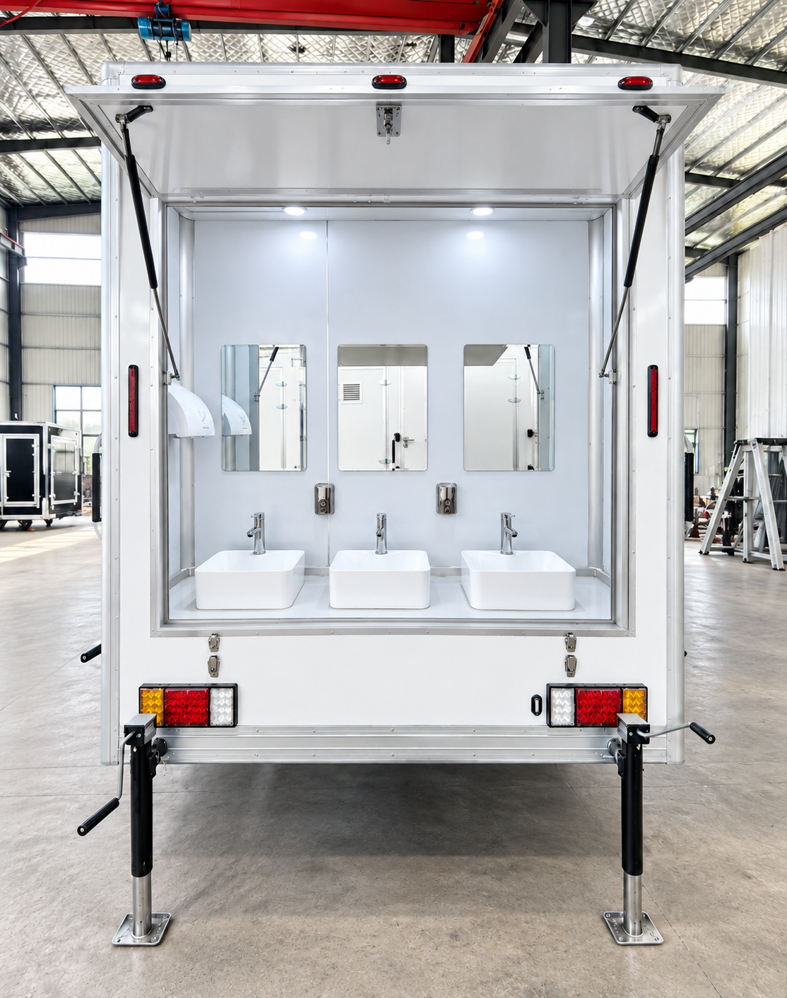 Private shower-only stall inside a shower trailer